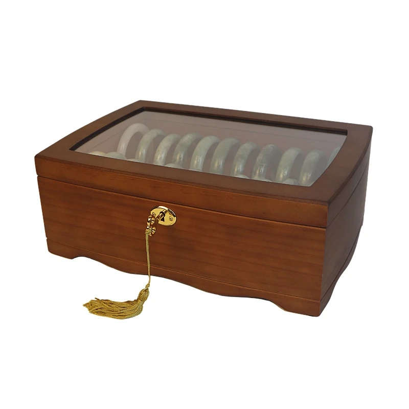 Solid Wood Jewelry Box Storage Big Size Jewelry Box Organizer for Women Bracelet Transparent Skylight Display Stand Accessories