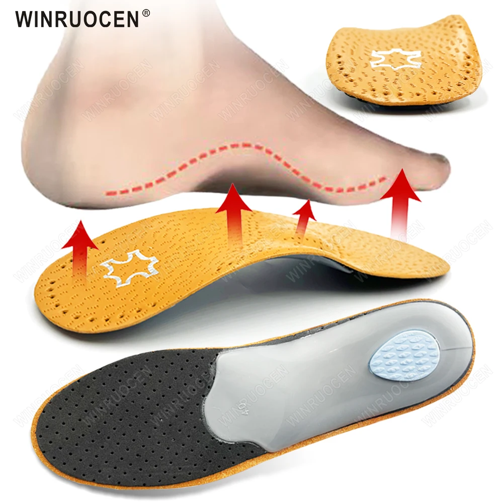 

Unisex Premium Leather Orthotic Insole For Shoes Flat Feet Arch Support Orthopedic Shoes Sole Insoles Shoes Pads Foot Care