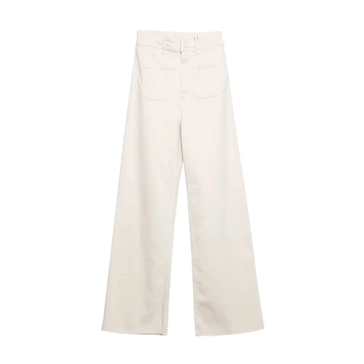 

TRAF High-Waisted Pants Woman Office Lady Wide Leg Jeans Fashion Solid Denim Pant Casual Full-Length Trousers Aesthetic Clothing