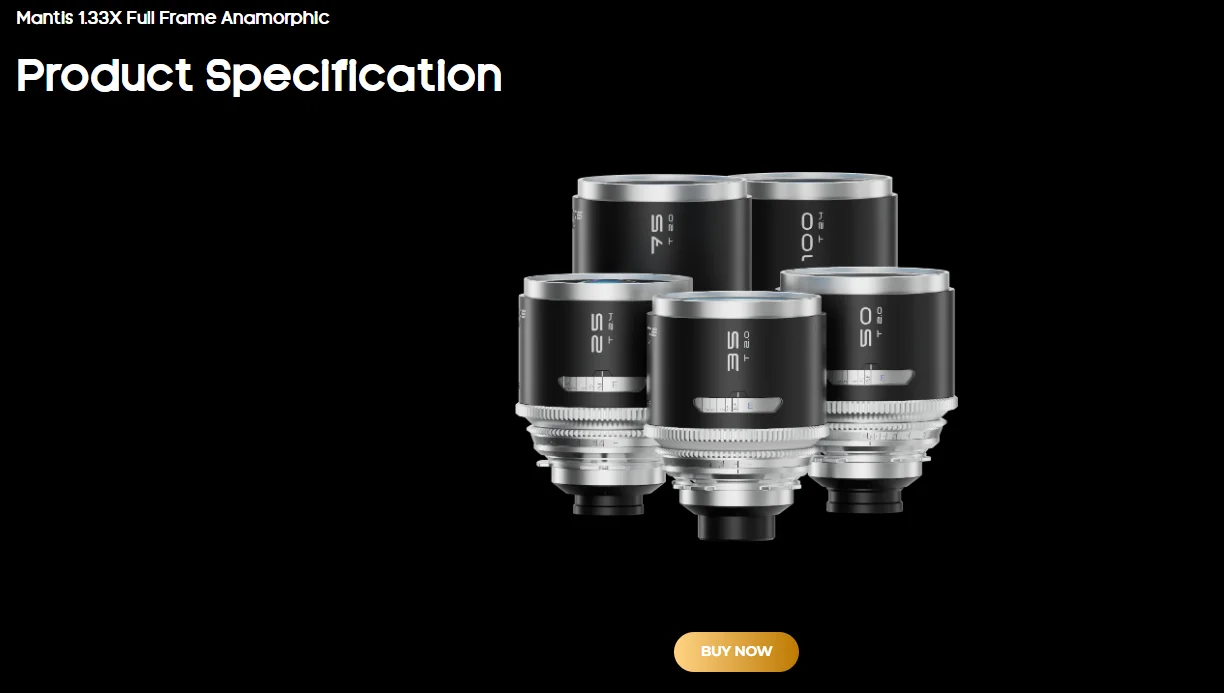 .Great Joy LENS MANTIS 35mm 50mm 75mm T2.0 1.33x Anamorphic Full Frame Lens