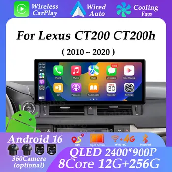 Android 16 para Lexus CT200 CT200h 2010-2020, Pantalla Ultrafina, Pantalla Dividida, Reproductor Multimedia Carplay, GPS, Navegador, Unidad Principal, BT, WIFI 1