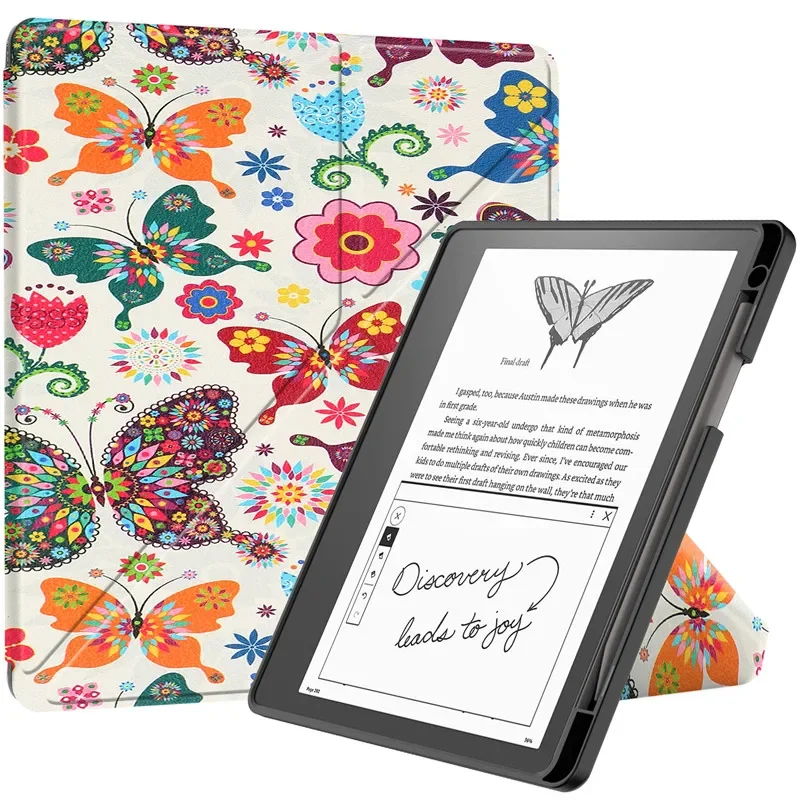 Premium 10.2-Inch PU Leather Multi-folding Ebook Cover with Stand and Pencil Holder