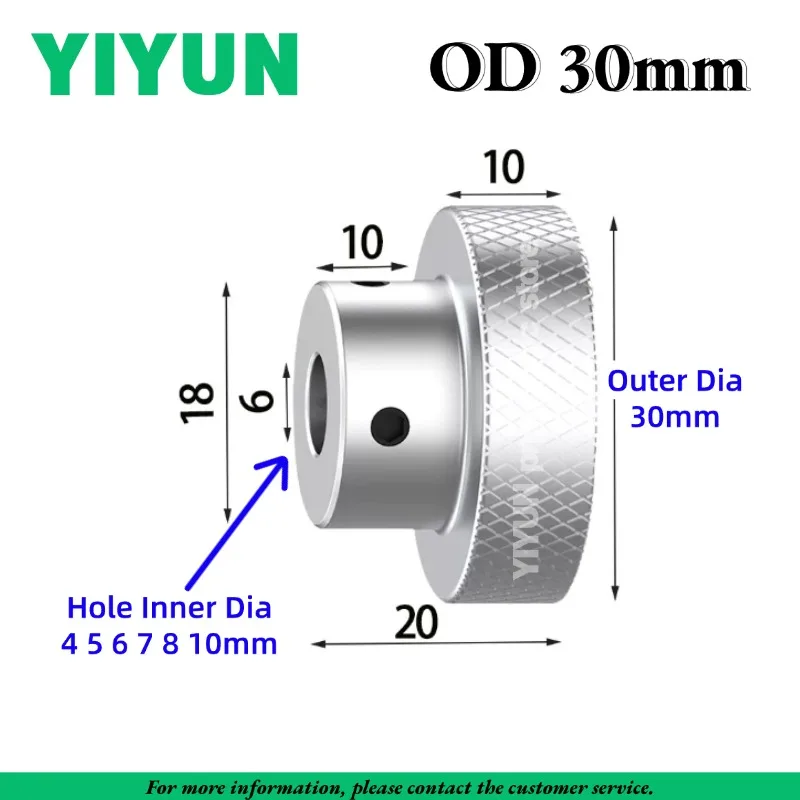 알루미늄 합금 각인 핸드휠 외경 20mm 30mm 40mm x 구멍 직경 4 5 6 7 8 10 11 12 14 15mm 원형 널링 터닝 핸들 핸드 휠
