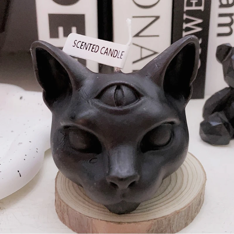 Ins Cat Head Candle Silicone Molds DIY Scented Candle Plaster Epoxy Resin Molds Chocolate Cake Baking Molds Home Decorations