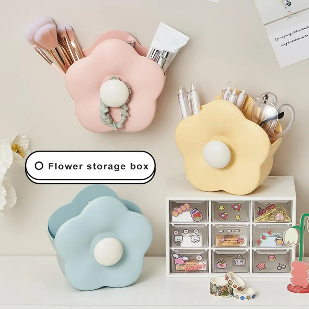 Stationery Pencil Case Desk Organizer Flower-Shaped Makeup Brush Container Vibrant Color Capacity Pen Holder For Stationery