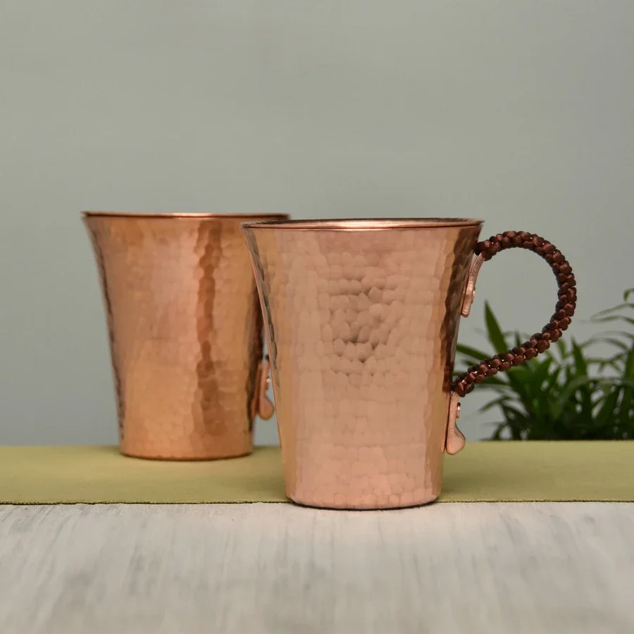350ML Handmade Pure Copper Beer Coffee Mugs Hammered Moscow Mule Cup Drinkware - Image 5