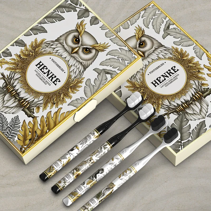 4개/세트 구강 관리 칫솔 부드러운 강모 깨끗하고 편안한 손잡이 가정용 치아 청소 도구 성인의 일상 생활에 적합