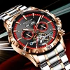 GLENAW High-end Hollow Flywheel Fully Automatic Mechanical Men's Dual Calendar Watch Waterproof Luminous Stainless Steel Watch 3