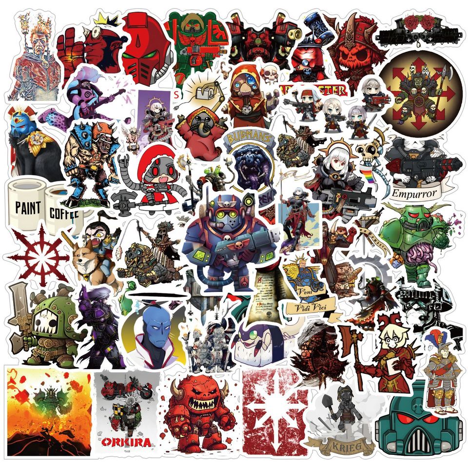 50Pcs Warhammer 40K Stickers DIY Stickers Scrapbooking Phone Luggage Skateboard Waterproof Decals