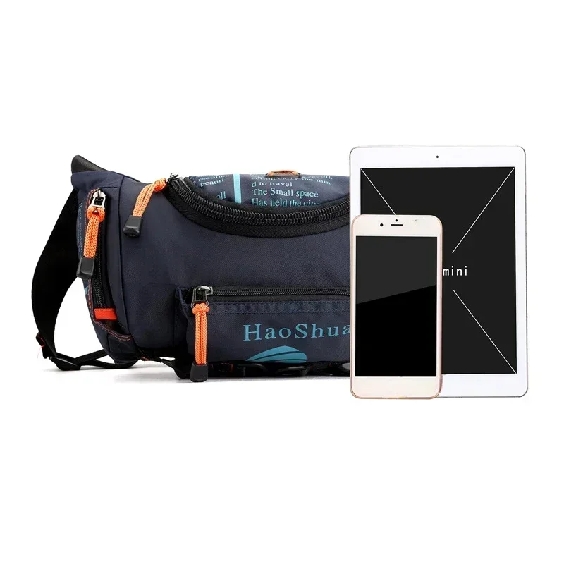 Men's waist bag large capacity multifunctional outdoor sports cylindrical travel crossbody chest splash-proof crossbody bag