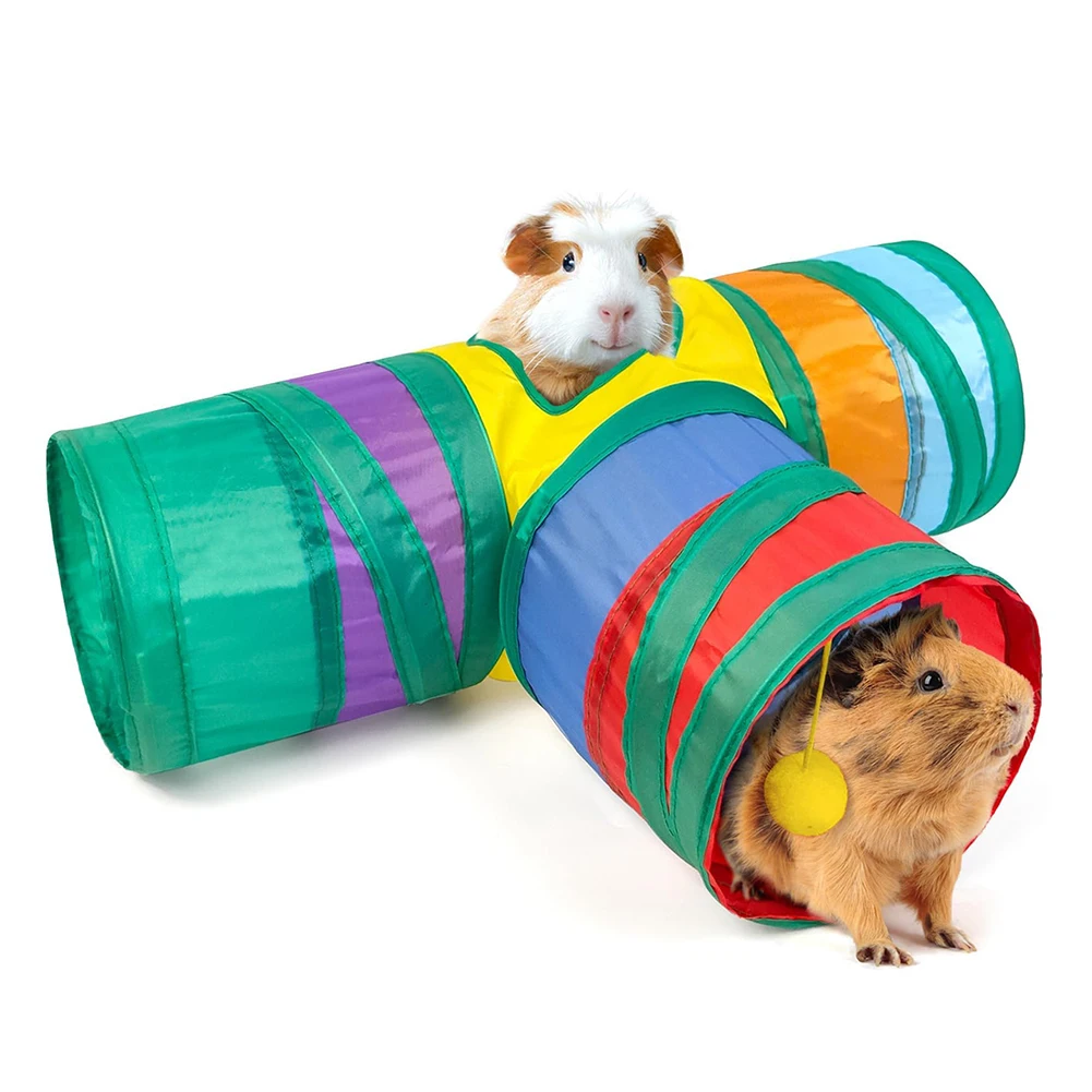 Hamster Toys Rat Guinea Pig Tunnel Indoor Small Animal 3-way Collapsible Toy Pets Supplies hamster toy maze hamster cage tunnel small pet tunnel