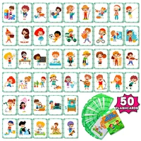Hot Kids Action Cognition Cards Funny Q&A Learning Classroom Interaction Aids English Teaching Educational Toys Christmas Gifts 1