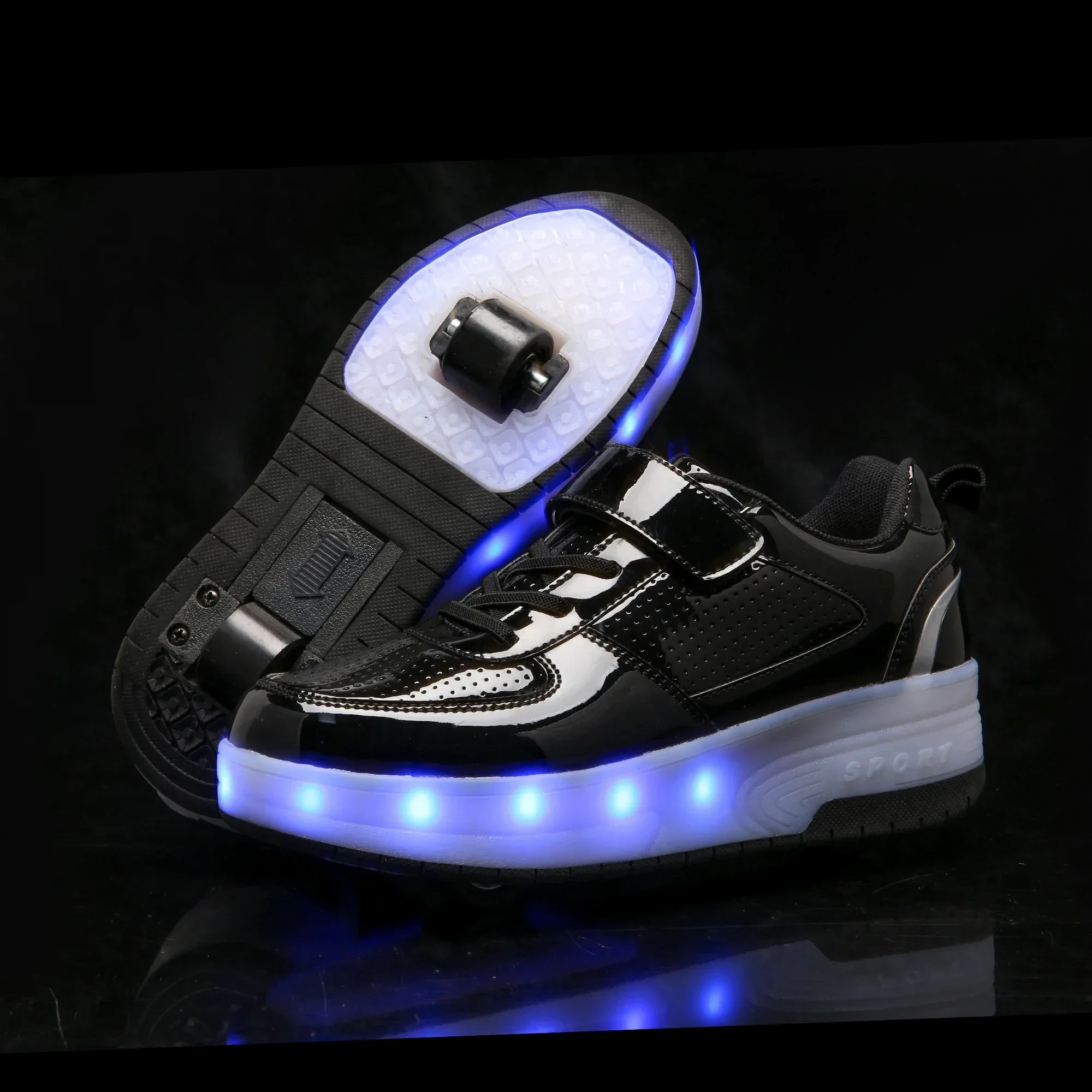 Children&rsquo;s Two Wheels Luminous Glowing Sneakers Heels Pink Led Light Roller Skate Shoes Kids Led Shoes Boys Girls USB Charging roller skates