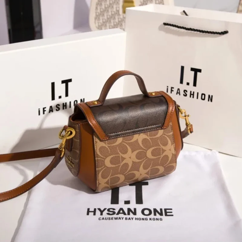 2024 New minimalist and fashionable small handbag, women's bag with contrasting colors, designer's high-end single shoulder cros