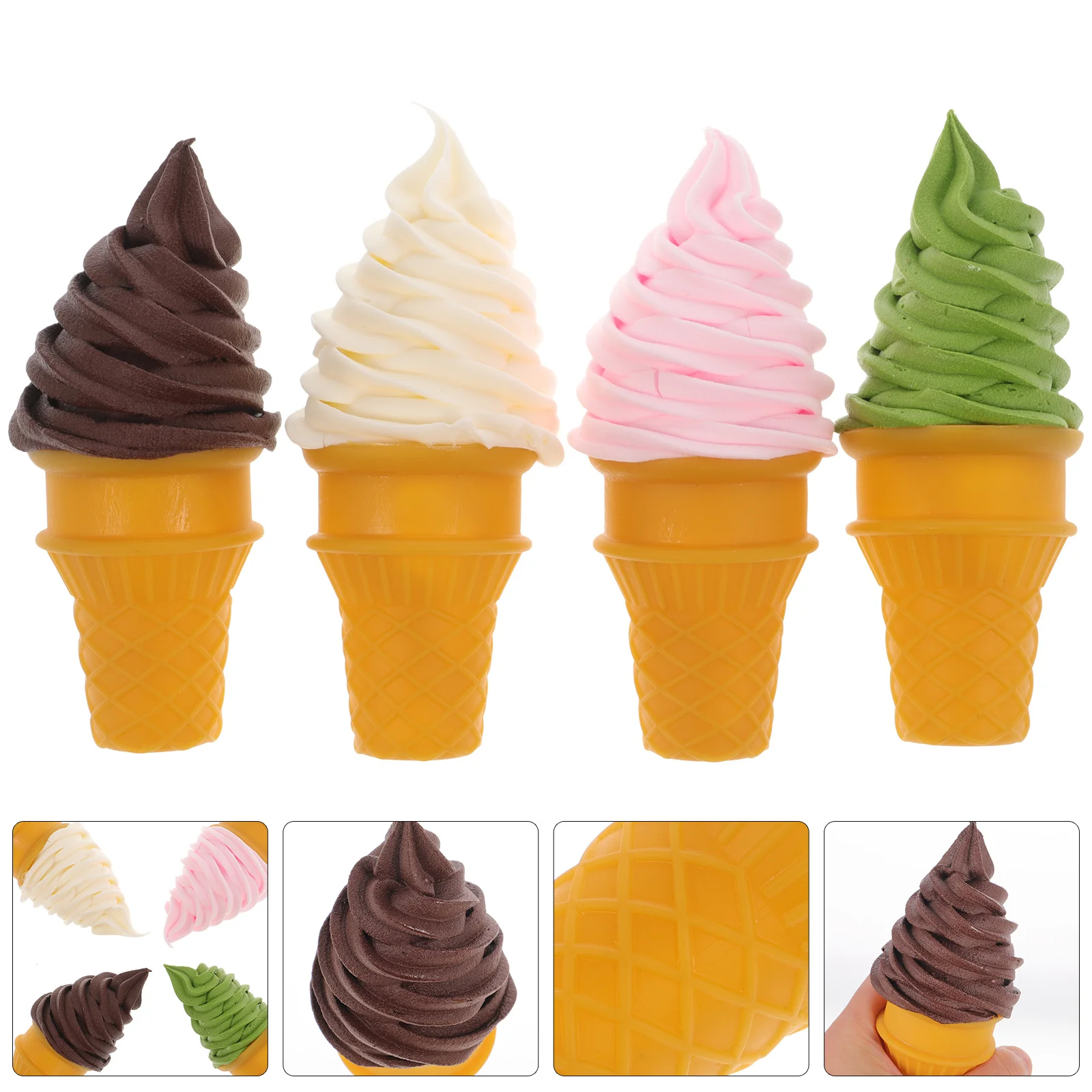 

4 Pcs Simulation Ice Cream Simulated Children Toy Tabletop Miniatures Food Kids Supplies Model Plastic Decor Home
