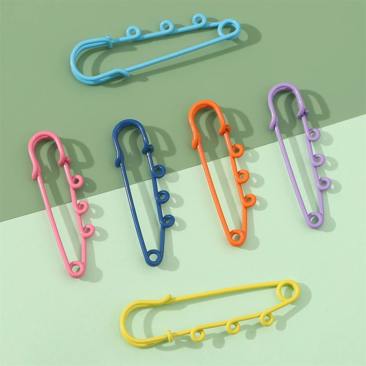 2/5pcs DIY 액세서리 장식에 대 한 다채로운 안전 핀 브로치 빈 기본 핀 60mm 3 구멍 의류 의류 바느질 용품