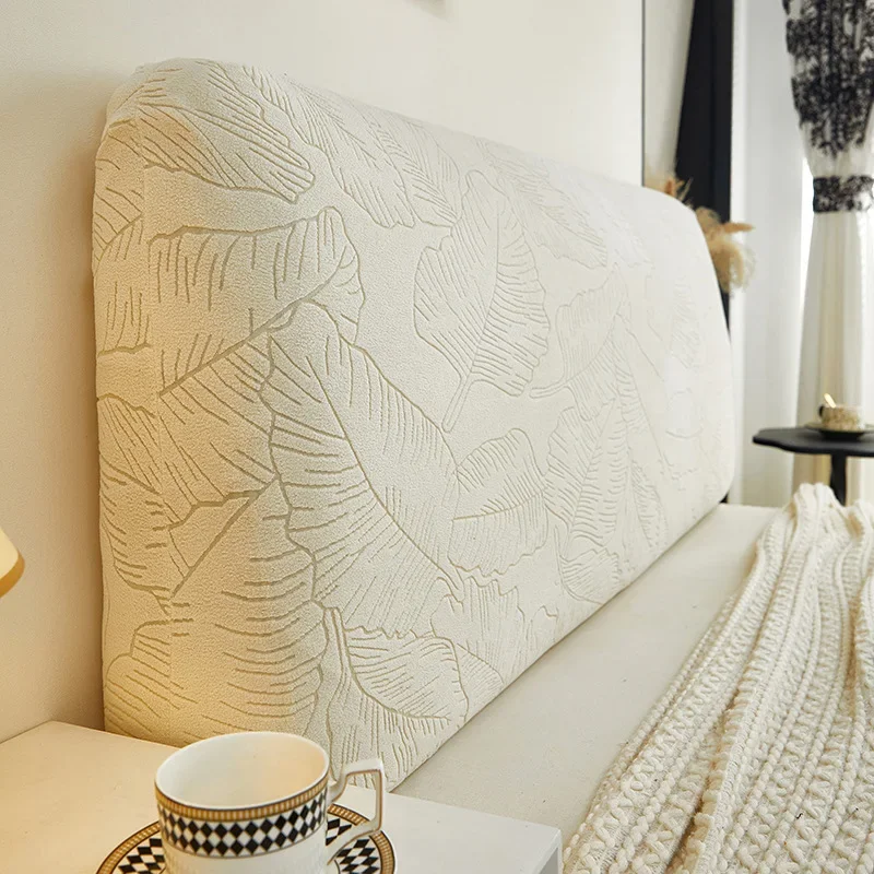 Leaves Jacquard Headboard Cover Luxury Soft Short Plush Bed Head Cover All-inclusive Bedside Protector Cover Slipcovers Bedroom 4