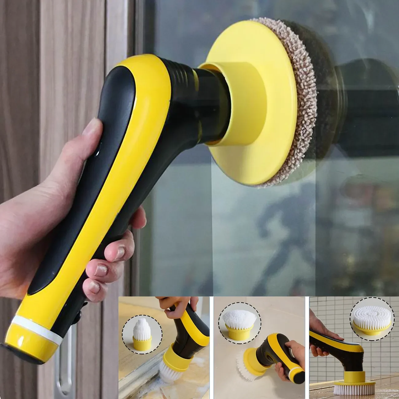 

Rod Cleaning Brush 10 For Kit Scrubber Heads Wireless Bathroom / Kitchen Floor Telescopic Spin With Electric Adjustable