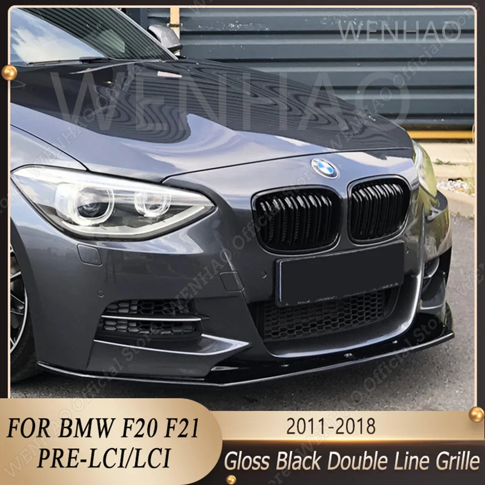 

Для BMW F20 F21 2011-2018 2 шт. ABS Глянцевая черная передняя решетка радиатор с двойной линией 1 серия 118i 120i 120d M135i Upgrade