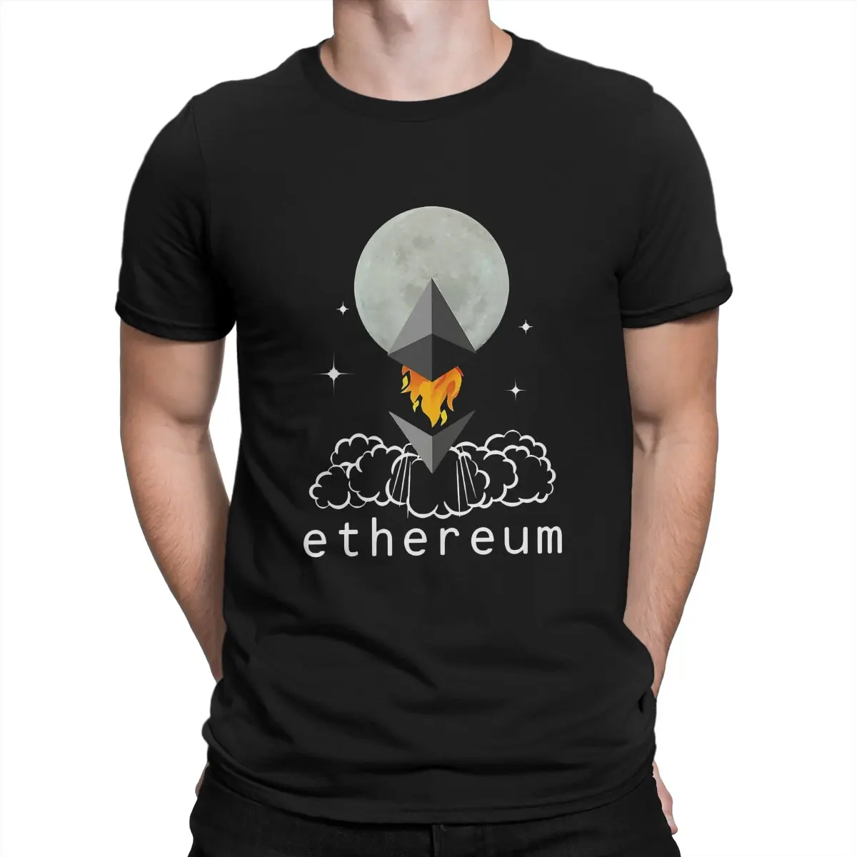 

Bitcoin Cryptocurrency Miners Meme Polyester TShirts To The Moon Ethereum Print Men's T Shirt Funny Tops
