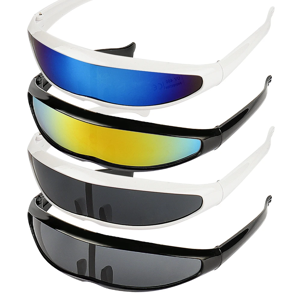 Futuristic Narrow Cyclops Visor Sunglasses Laser Eyeglasses UV400 Personality Mirrored Lens Costume Eyewear Men_voghion.com