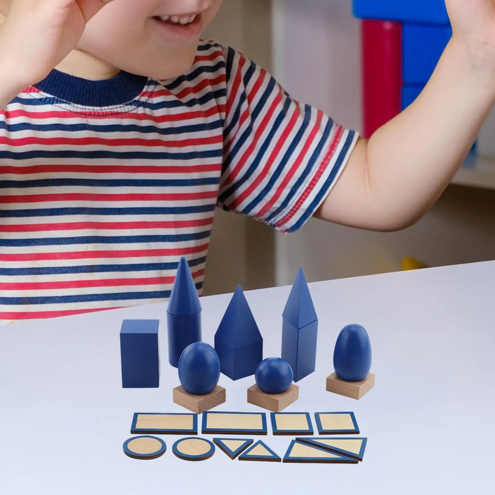 Geometric Solids Blocks Set with Bases Develop Hand Eye Coordination Gift Parent Child Interactive Toy for Kids GEO Blocks - 3