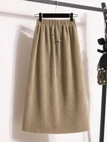 Women's New Style High-Waist Plus Size Skirts Elastic Waist Solid Wrap Buttocks Autumn Winter 2026 Versatile Straight Leg Skirt - Image 4