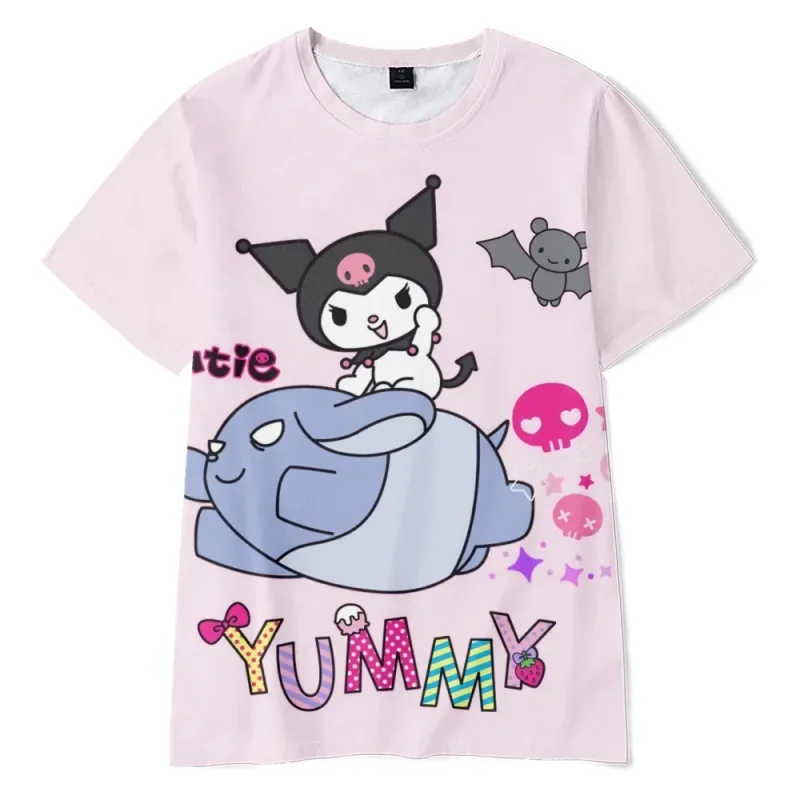 2023 Anime Cartoon Summer Kuromi T-Shirt My Melody Hello Kitty 3D Print Cartoons Clothes Kid Girl Boy Fashion T Shirt Casual Top 4