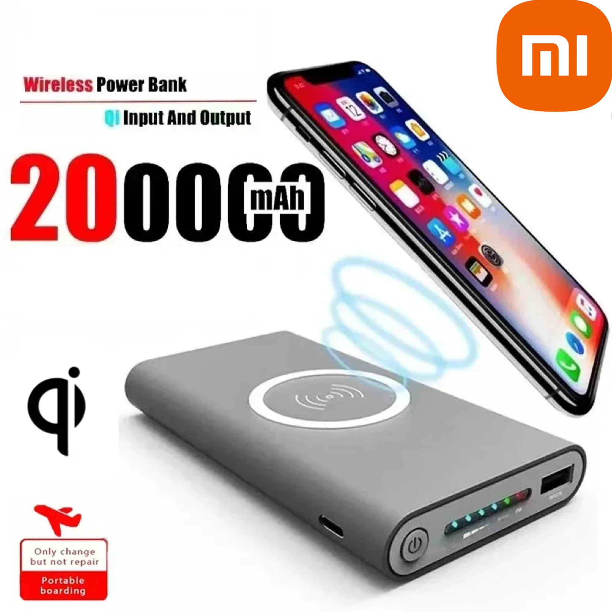 Two-way Wireless Charger Portable Powerful Power Bank Type-c External Battery Applicable to Samsung IPhone Xiaomi 20000mah Phone