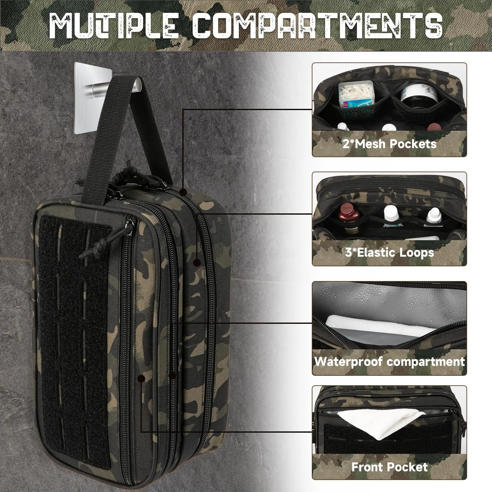 Waterproof Small Toiletry Bag for Men with Shower Supplies