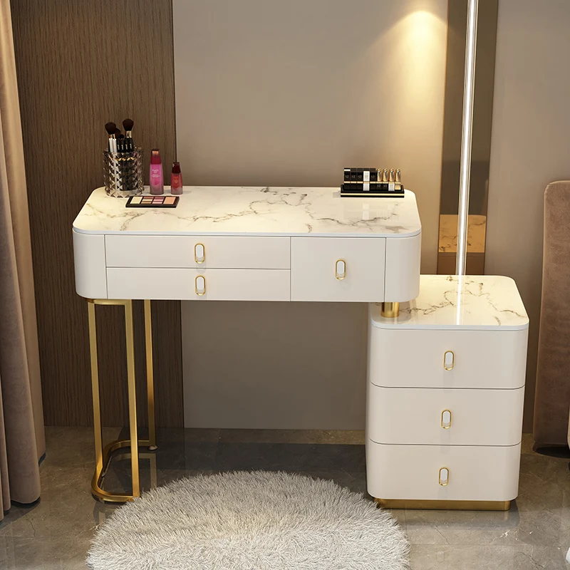

Minimalist Vanity Table Women Glass Long Next Bed Solid Wood Mirrored Drawer Beauty Dressers Slim Kaptafel Mordern Accessories