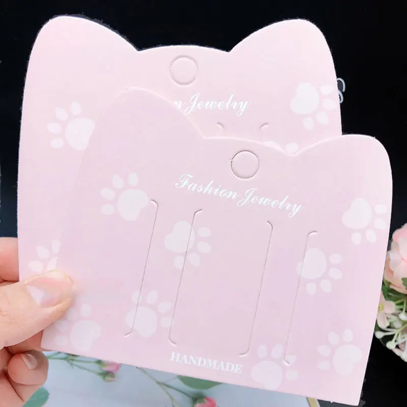 10pcs 10x12cm Display Cards Tags for Jewelry Hair Accessories Hairpins Hair Clips Cute Cat Shape Packaging Price Paper Tags
