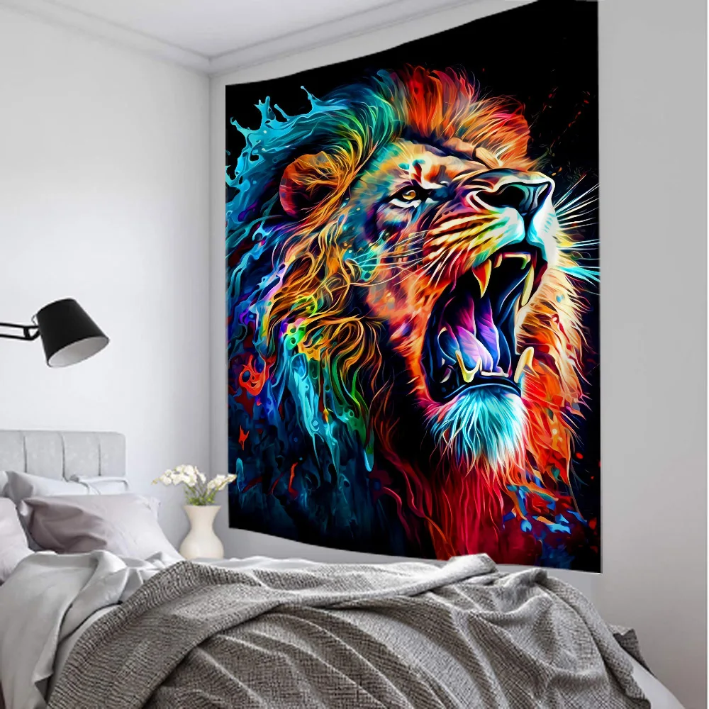 Tapestry Decor Fierce Lion Hippie Bohemian Wall Hanging for Bedroom
