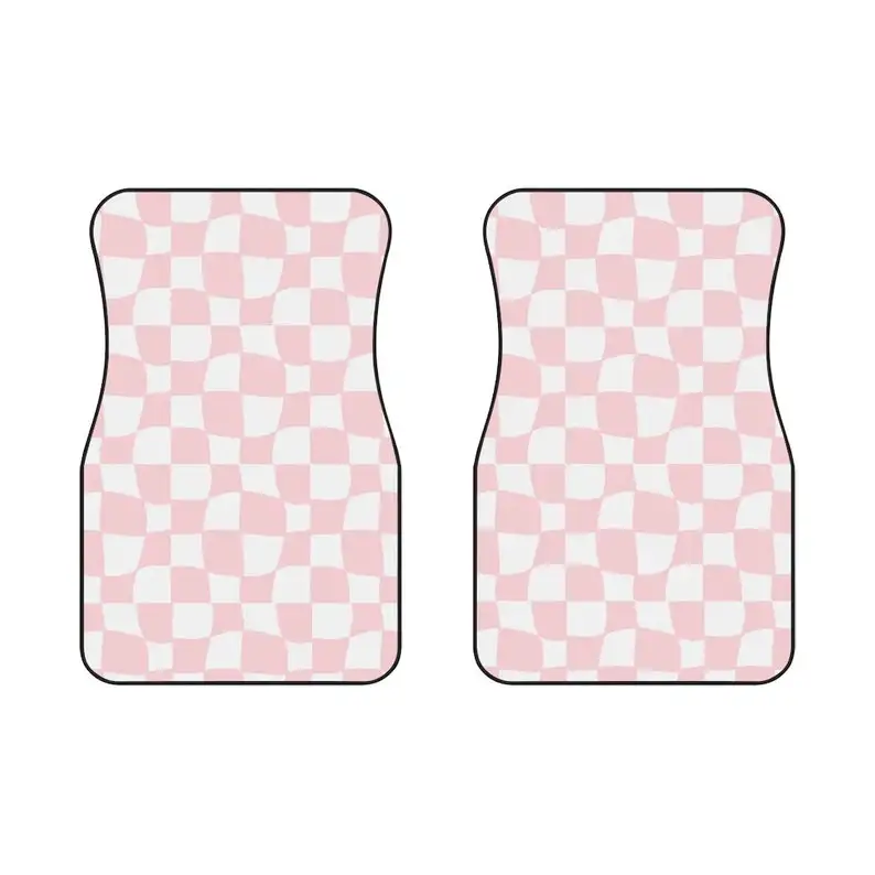 

Baby Pink and White Trippy Checkered Car Mats (2x Front)