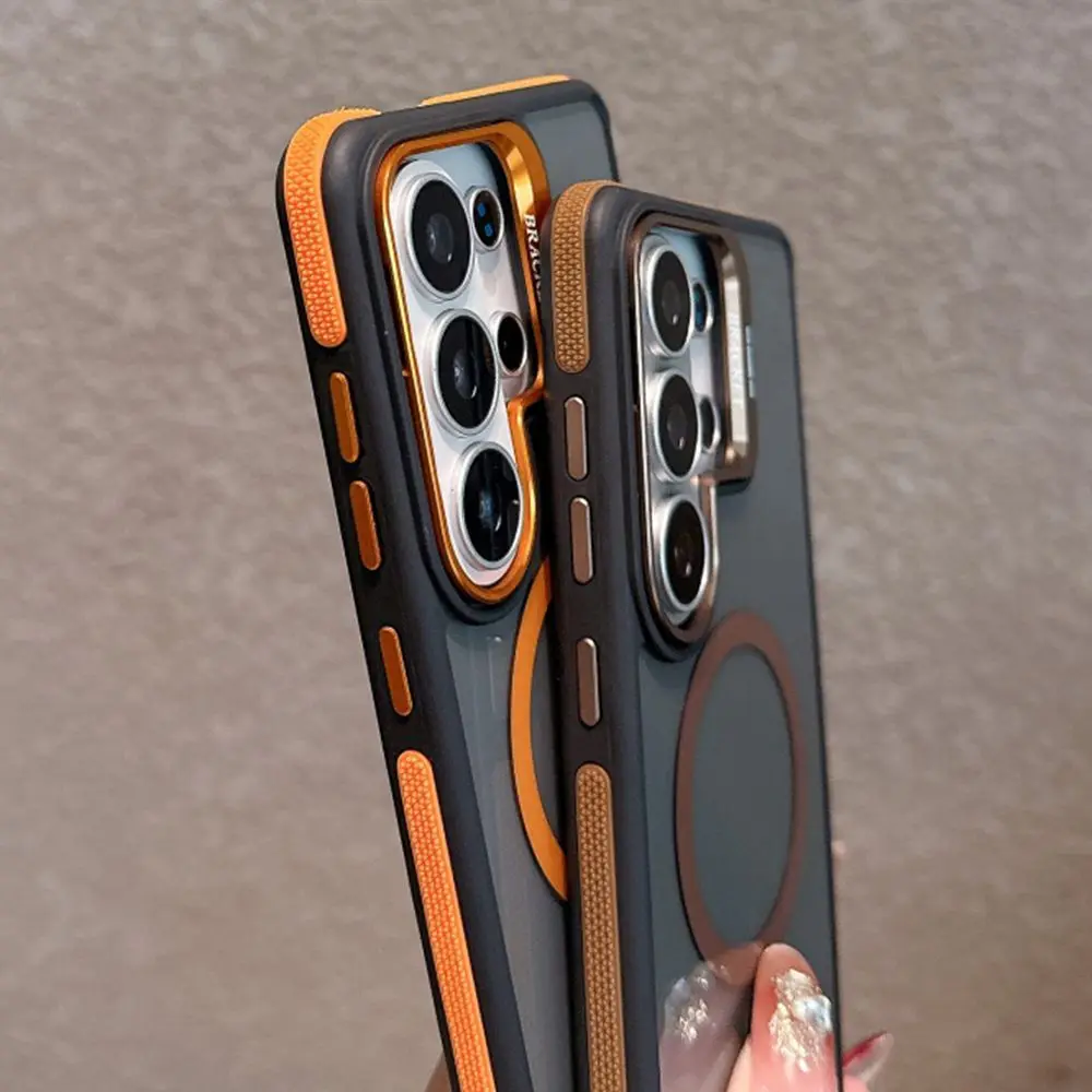 Enhanced Magnetic Protective Metal Lens Stand Case with Acrylic Bumper Cover
