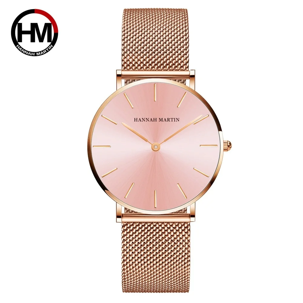 Quartz Watch For Women Japanese Series Simple And Fashionable Waterproof Light Thin Dial With Mesh Strap Watch Relaxo Femino HM