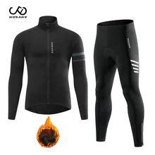 

WOSAWE Winter Fleece Men Bike Cycling Jacket Set Ropa Ciclismo Racing Mountian Bicycle Wear Mens Cycling Jersey Set Padded