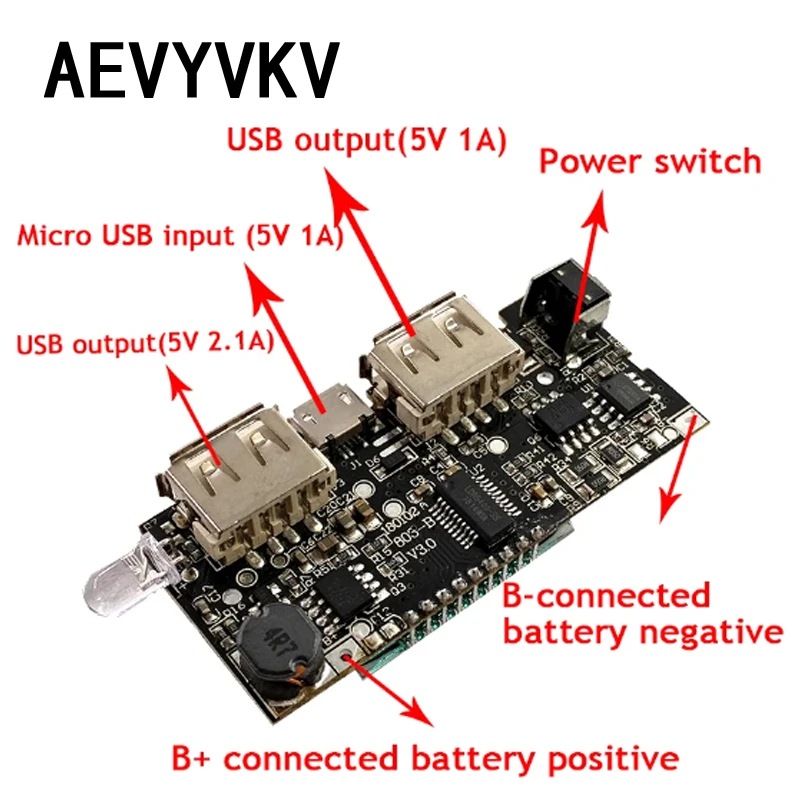듀얼 USB 18650 배터리 충전기 PCB 전원 모듈, 휴대폰 DIY LED LCD 모듈 보드용 모바일 보조배터리 액세서리, 5V 1A 2.1A