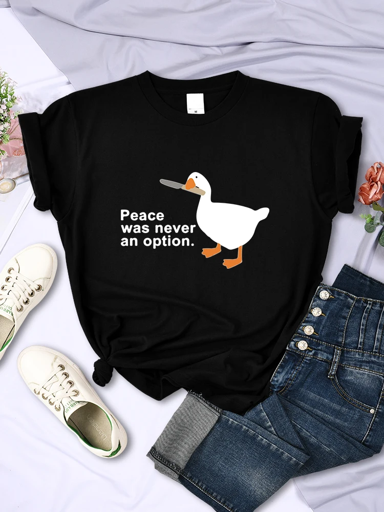 

Peace has never been an option for women's street printed T-shirts, casual T-shirts, creative breathable women's short sleeves