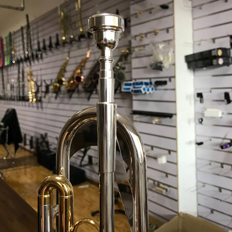 B Flat Two Tone Silver Plated Brass Trumpet-Ideal for Musicians Who Just Want to Play