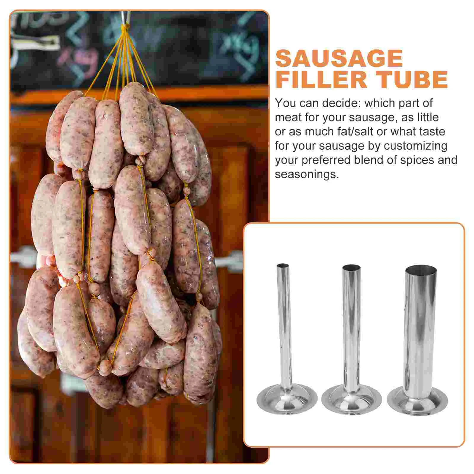 Sausage Stuffer Sausage Stuffing Tube Stainless Steel Stuffer Tubes Manual Funnels Meat Funnel Attachment