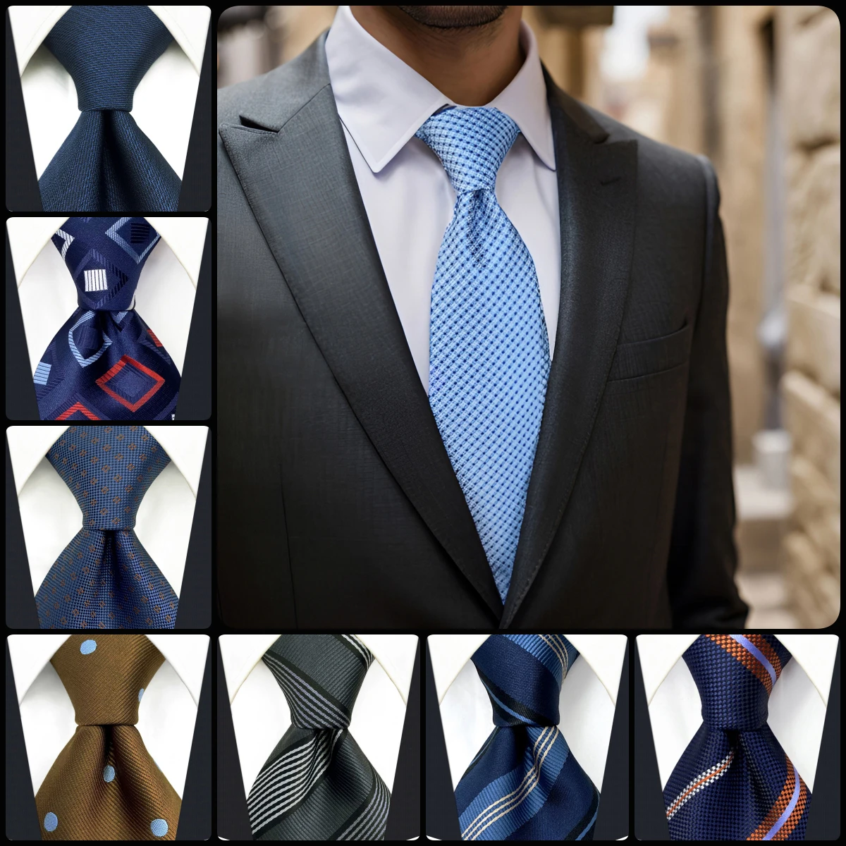 Colorful Polka Dots 160cm 63" Extra Long Neckties Luxury Ties for Men Grey Solid Wedding Guest Gift Party Checkes