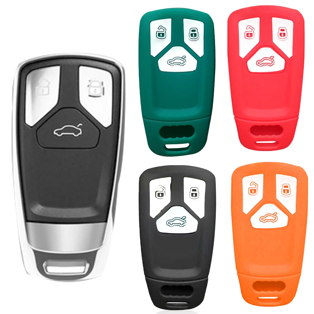 Silikon Schlüssel Abdeckung Shell Halter Für Audi Q7 A6 A5 S4 S5 S7 A4 B9 A4L 4m 8W q5 TT TTS RS 8S Fall Für Schlüssel Alarm Für Auto