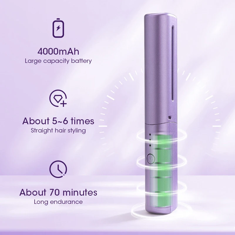 Portable Wireless Electric Hair Brushes Heating Straight Curly Negative Ion Hot Straightener Comb USB Charge Home Travel Women
