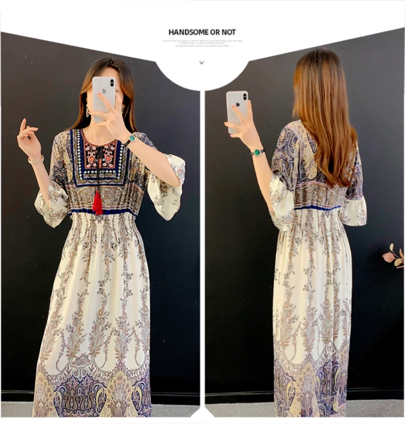 Bohemian Long Tassel Women Dress - Vintage Style