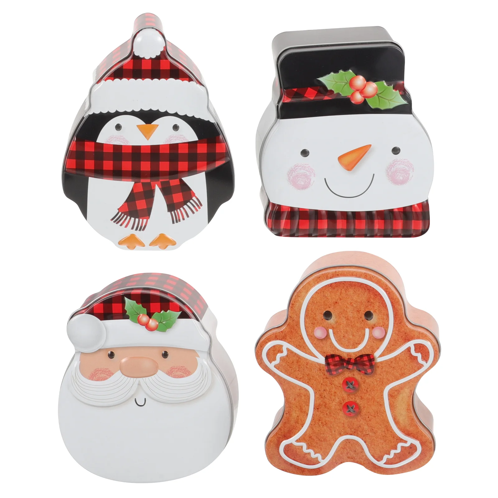 

4pcs Empty Tinplate Box Tinplate Cookie Decorative Cookie Christmas Candies Biscuits Treat Box