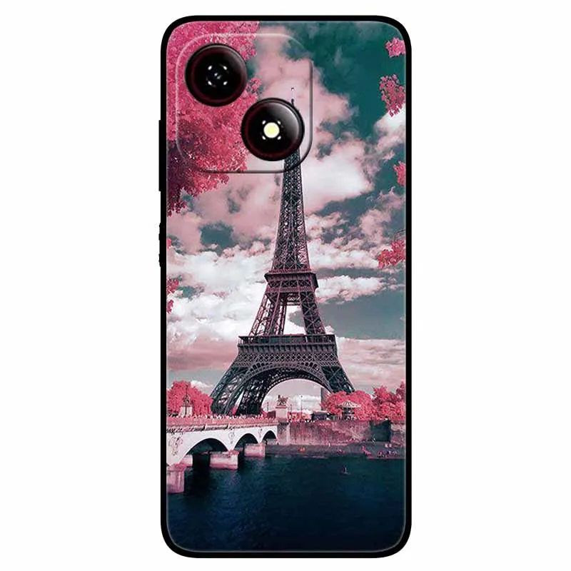 Black TPU Silicone Phone Case with Lovely Soft Painted Design