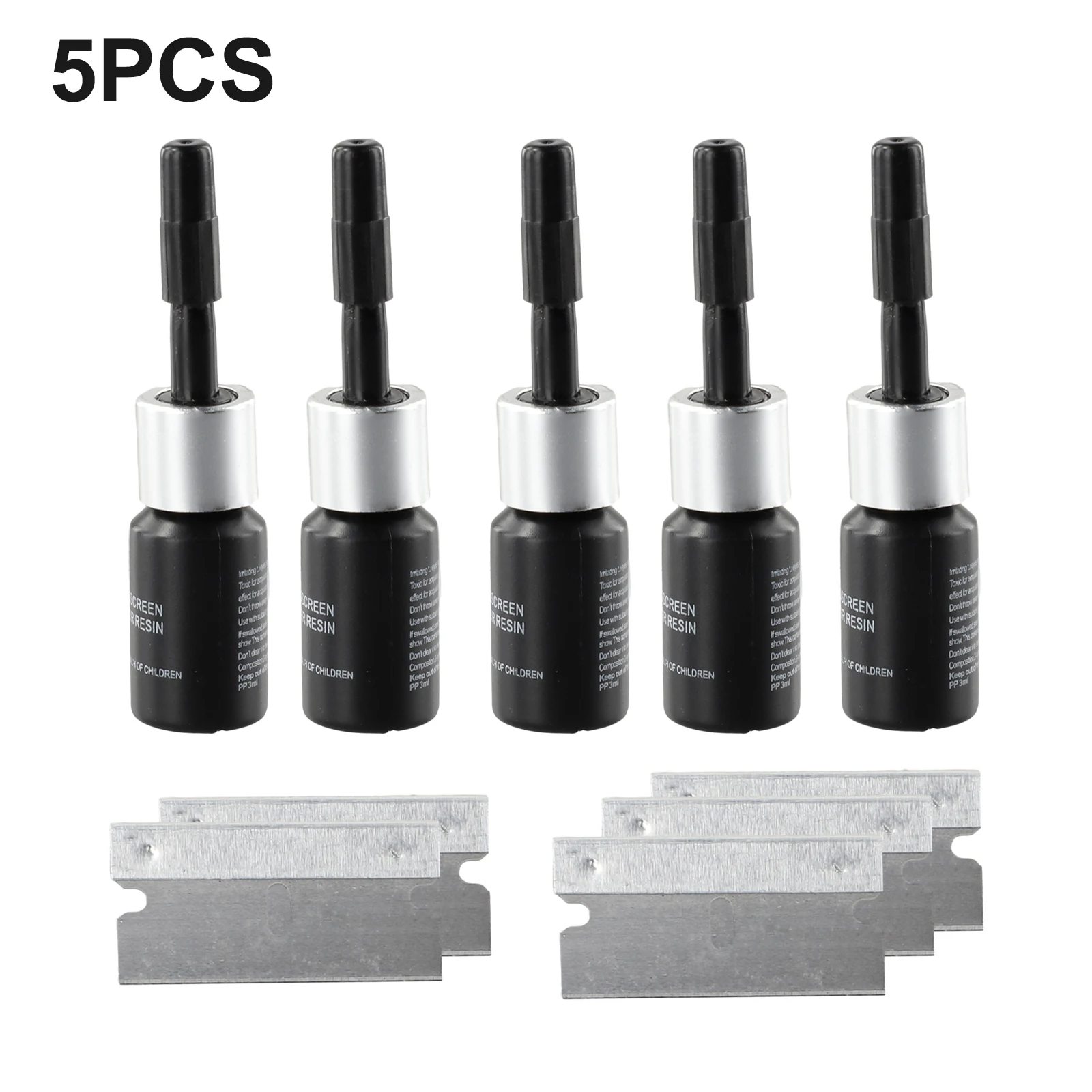 5PCS Automotive Glass Nano Repair Fluid Car Windshield Resin Crack Tool Kit Auto Glass Scratch Repair Glass Filler 2
