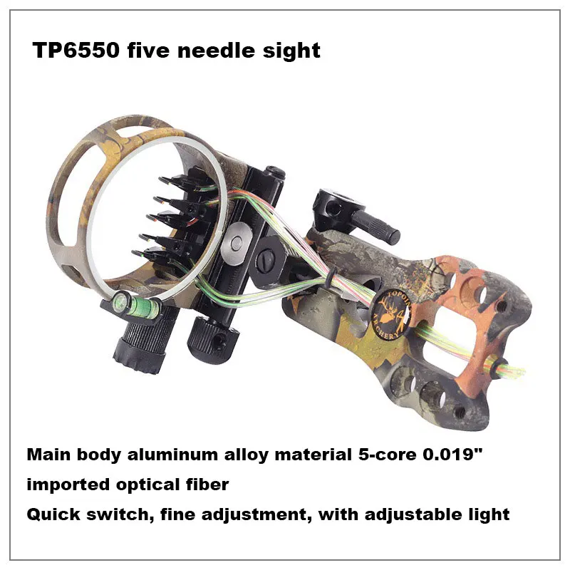Professional compound Bow sight 5 pin Micro-adjust with 0.029 Fiber TP6550 Bow arrow Archery accessory