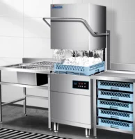 220V/380V 9.8KW Electric High-Efficient Dish Washing Machine for Restaurants and Hotels Kitchen hood type dishwasher 1